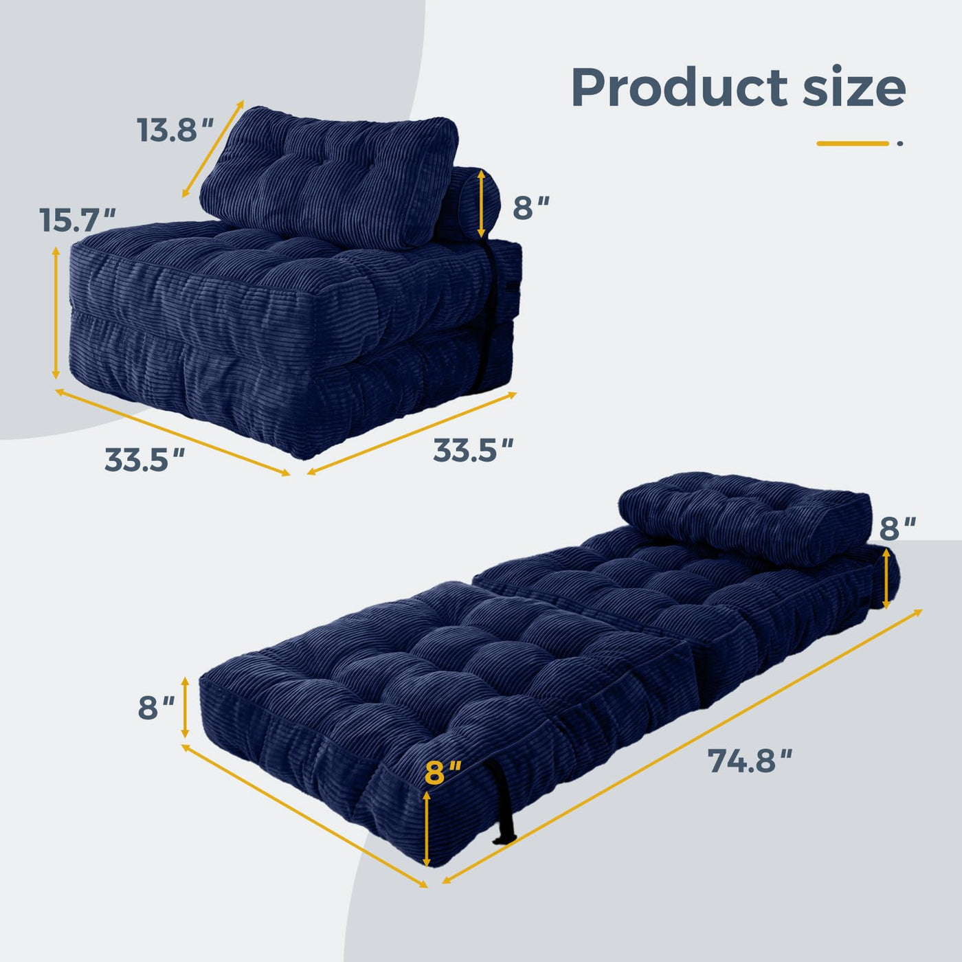 corduroy bean bag folding sofa#color_navy