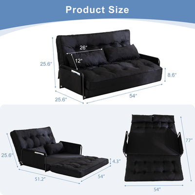 MAXYOYO Adjustable Floor Sofa Bed, Multi-Functional Folding Couch Bed with 2 Pillows, Black