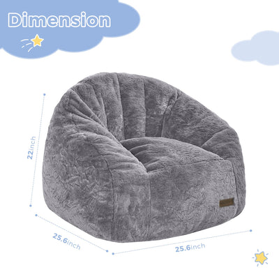 MAXYOYO Bean Bag Chair for Kids, Shell Shaped Bean Bag Couch for Boys and Girls, Dark Grey