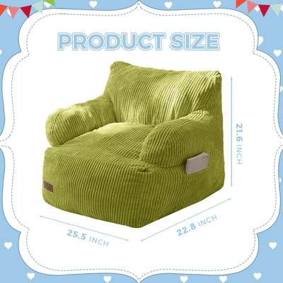 MAXYOYO Kids Bean Bag Chair, Stuffed Toddler Bean Bag Sofa with Filler Bean Bag Chair for Boys and Girls, Green