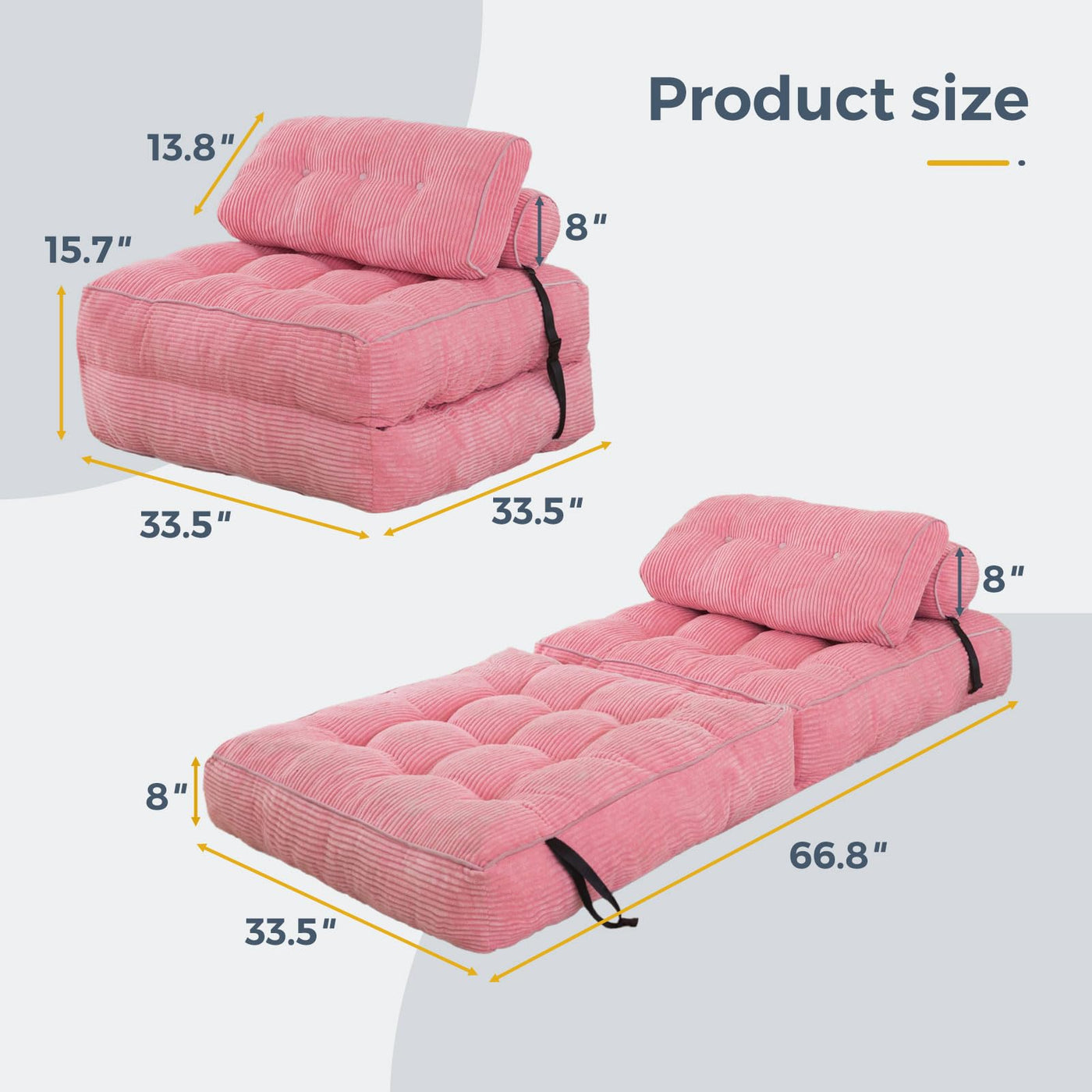 corduroy bean bag folding sofa#color_pink