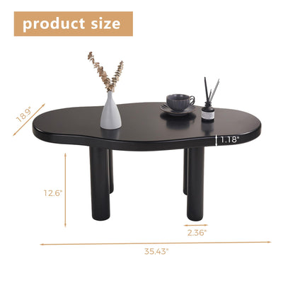 MAXYOYO Cloud Coffee Table - Cute Coffee Table - Irregular Shape Coffee Table with 4 Legs, Black