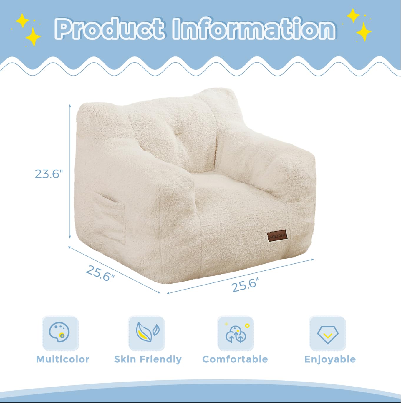 MAXYOYO Kids Sherpa Bean Bag Chair, Teddy Lazy Sofa for Girls and Boys,  Beige