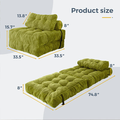 corduroy bean bag folding sofa#color_green