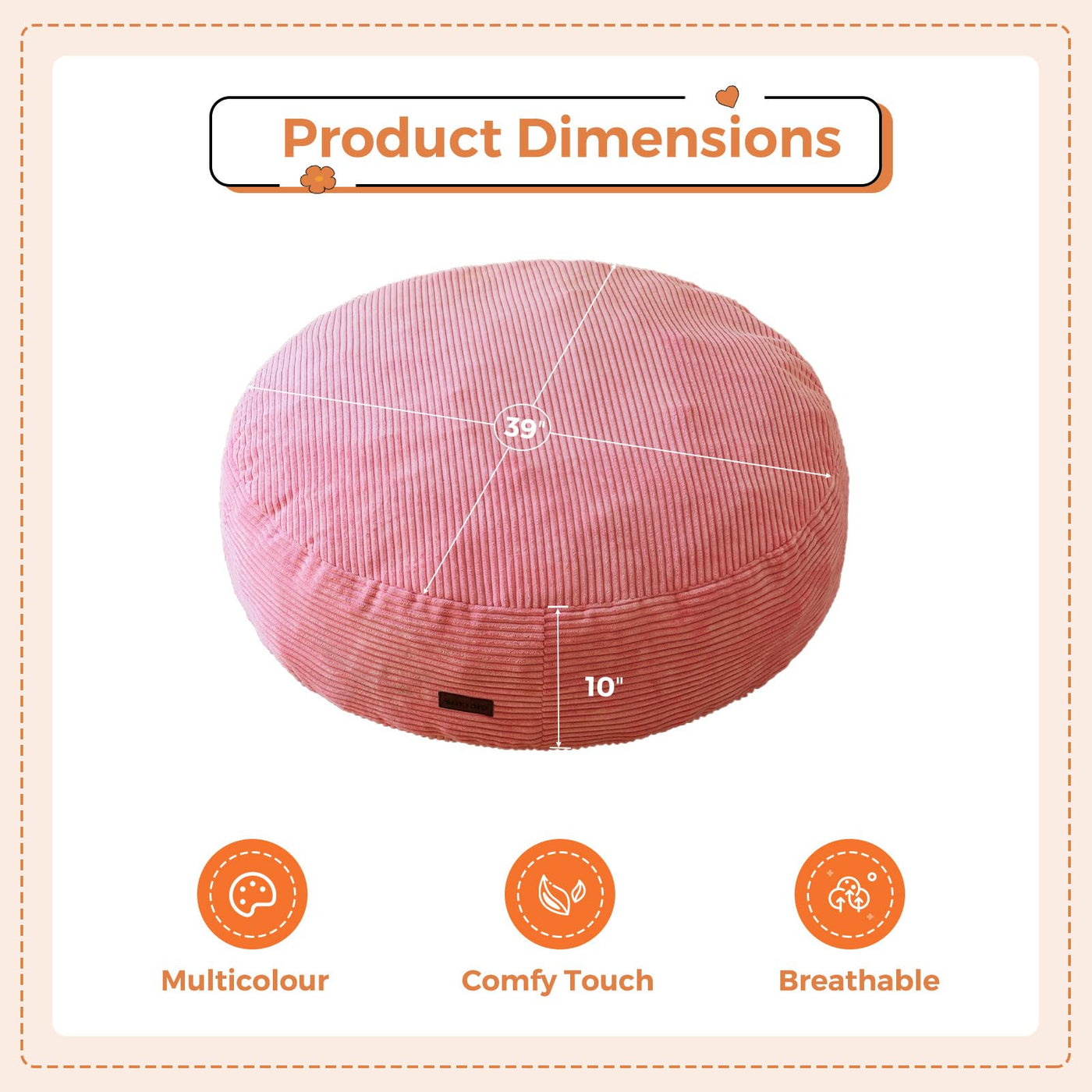 MAXYOYO 3-in-1 Kids Convertible Bean Bag Chair & Bed, Corduroy Round Child Floor Sofa for Gaming, Reading, Pink