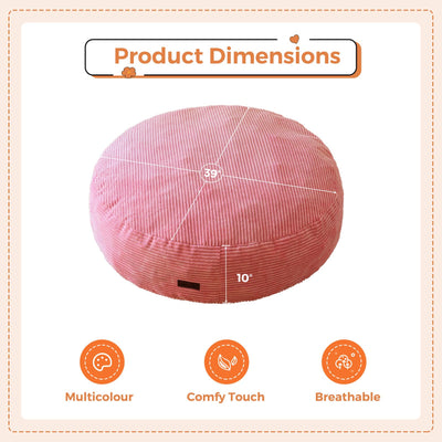 MAXYOYO 3-in-1 Kids Convertible Bean Bag Chair & Bed, Corduroy Round Child Floor Sofa for Gaming, Reading, Pink