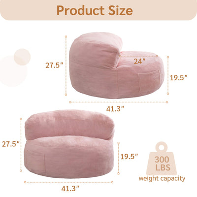 MAXYOYO Giant Bean Bag Chairs for Adults,  Large Big Lazy Sofa Accent Chair with Pocket, Pink