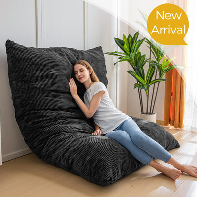 MAXYOYO 3 in 1 Bean Bag Chair, Giant Pillow Lounger for Livingroom Bedroom, Black