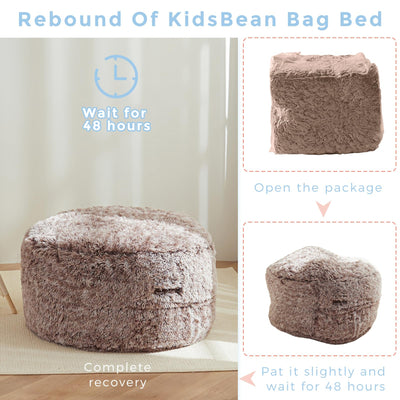 MAXYOYO Bean Bag Chair Bed for Kids, Plush Convertible Bean Bag Folds from Chair to Floor Mattress, Coffee