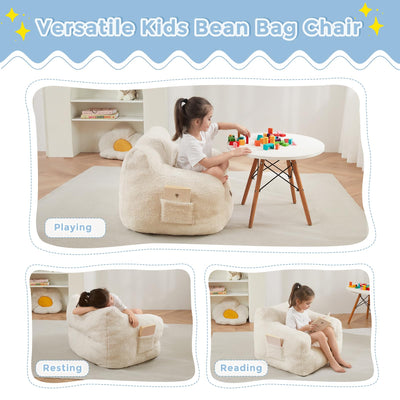 MAXYOYO Kids Sherpa Bean Bag Chair, Teddy Lazy Sofa for Girls and Boys,  Beige