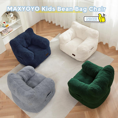 MAXYOYO Kids Sherpa Bean Bag Chair, Teddy Lazy Sofa for Girls and Boys,  Grey