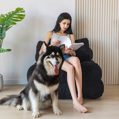 corduroy bean bag folding sofa#color_black