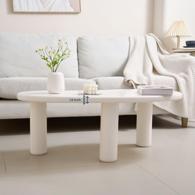 MAXYOYO 35.4 "Coffee Table, Irregular Cashew Shaped Coffee Table, Cute Cloud Coffee Table, Central Rounded Low Table, White