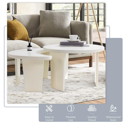 MAXYOYO Coffee Table Set of 2, Modern Coffee Table for Living Room, Nesting Coffee Table, Accent Table