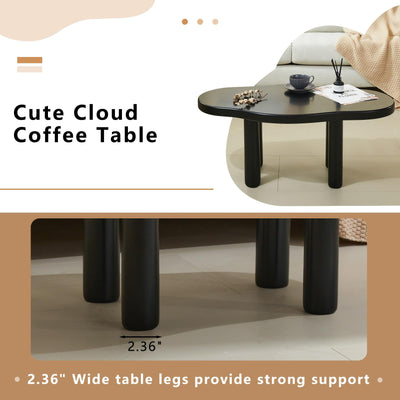 MAXYOYO Cloud Coffee Table - Cute Coffee Table - Irregular Shape Coffee Table with 4 Legs, Black