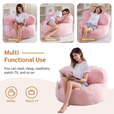 MAXYOYO Giant Bean Bag Chairs for Adults,  Large Big Lazy Sofa Accent Chair with Pocket, Pink