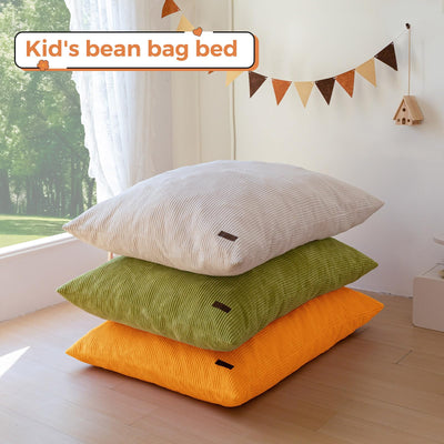 MAXYOYO 3-in-1 Kids Convertible Bean Bag Chair & Bed, Child Floor Sofa for Gaming, Reading, Orange