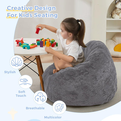 MAXYOYO Bean Bag Chair for Kids, Shell Shaped Bean Bag Couch for Boys and Girls, Dark Grey