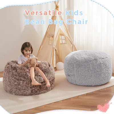 MAXYOYO Bean Bag Chair Bed for Kids, Plush Convertible Bean Bag Folds from Chair to Floor Mattress, Grey