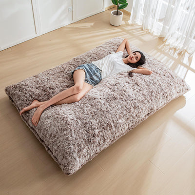 MAXYOYO 3 in 1 Bean Bag Chair, Giant Bean Bag Sofa Bed, Floor Mattress with High-Density Foam Filling, Coffee