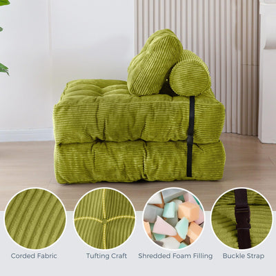 corduroy bean bag folding sofa#color_green