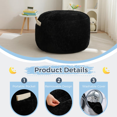 MAXYOYO Bean Bag Chair Bed for Kids, Convertible Bean Bag Folds from Lazy Chair to Floor Mattress Bed, Black