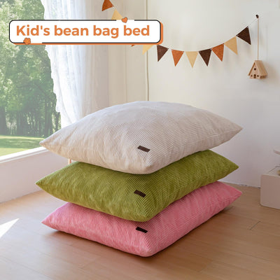 MAXYOYO 3-in-1 Kids Convertible Bean Bag Chair & Bed, Child Floor Sofa for Gaming, Reading, Beige