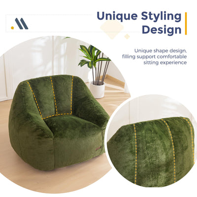 MAXYOYO Bean Bag Chair, Faux Fur Oversized Bean Bag Couch with High Backrest for Living Room, Bedroom, Apartment (Green)