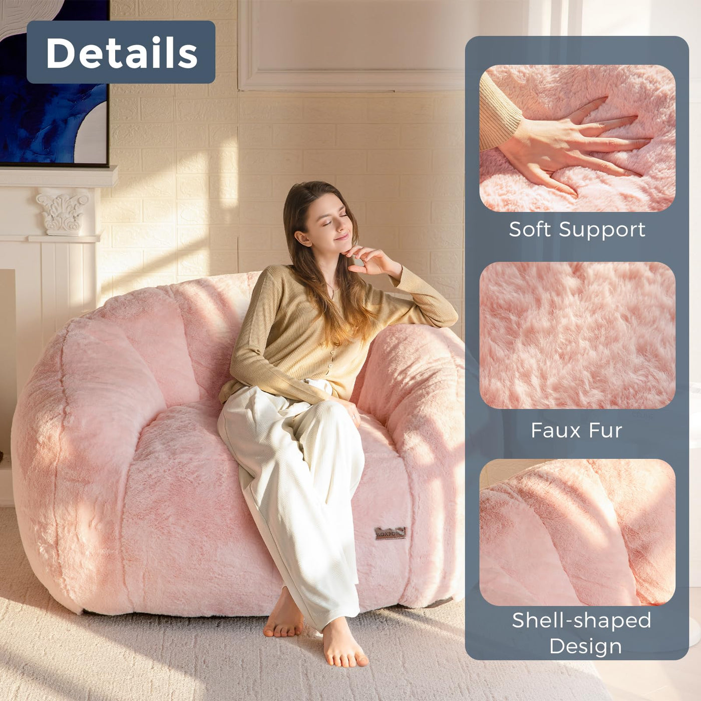 Bean bag chair#color_pink-adult