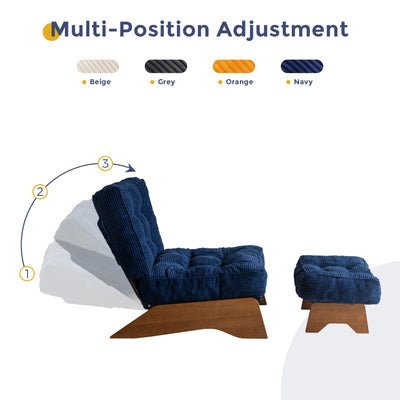 MAXYOYO Adjustable Accent Chair with Ottoman, Tufted Lounge Chair Set, Navy