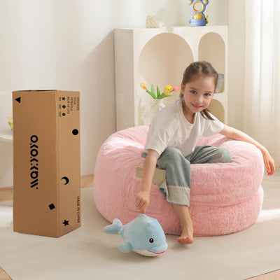 MAXYOYO Bean Bag Chair Bed for Kids, Convertible Bean Bag Folds from Lazy Chair to Floor Mattress Bed, Pink