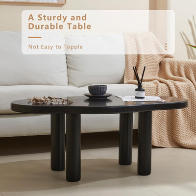 MAXYOYO Cloud Coffee Table - Cute Coffee Table - Irregular Shape Coffee Table with 4 Legs, Black