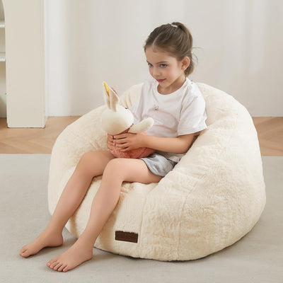 MAXYOYO Bean Bag Chair for Kids, Shell Shaped Bean Bag Couch for Boys and Girls, Beige