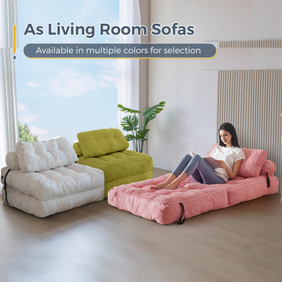 corduroy bean bag folding sofa#color_pink