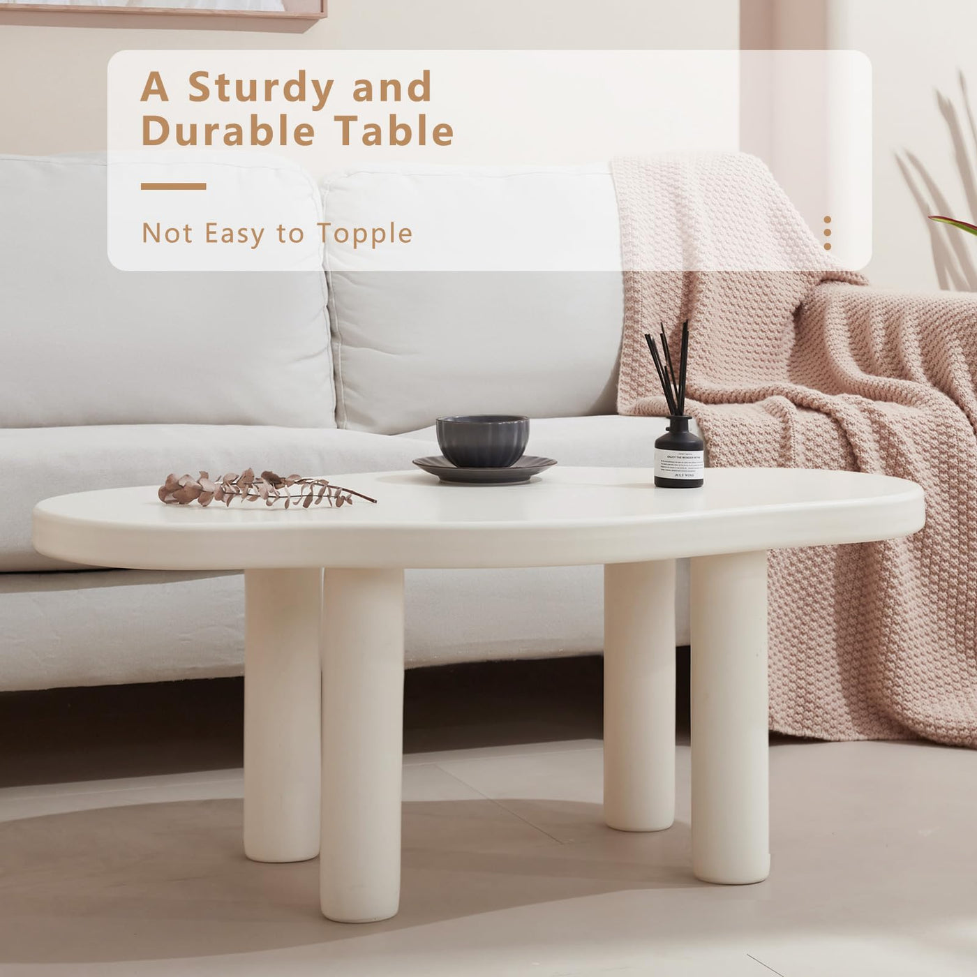 MAXYOYO Cloud Coffee Table - Cute Coffee Table - Irregular Shape Coffee Table with 4 Legs, White