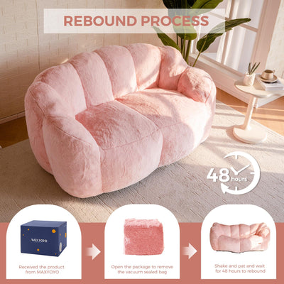 MAXYOYO Bean Bag Chair, Ultra Soft Faux Fur Loveseat Floral Petal Back Sofa for Adults, Double Size (Pink)