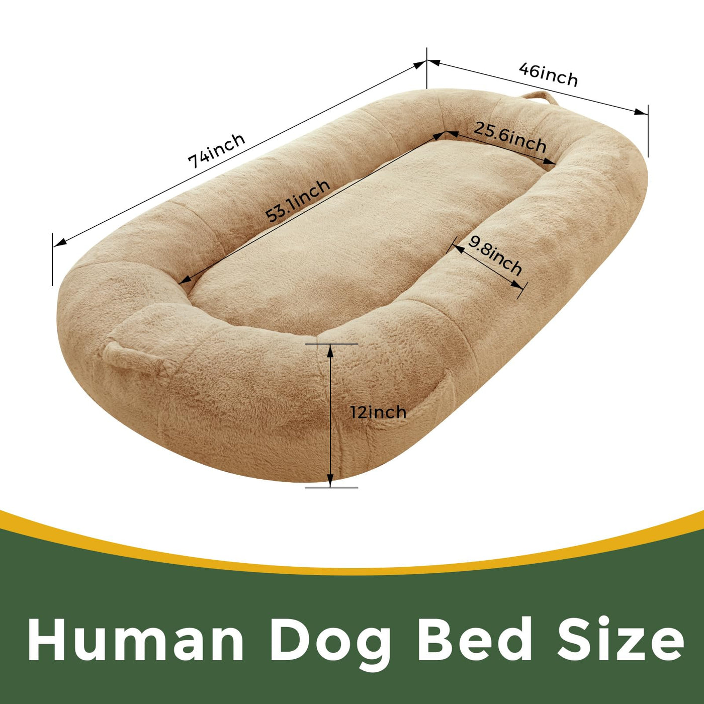MAXYOYO Giant Dog Bed for Human, Sherpa Dog Bed for Humans Size Fits You and Pets, Khaki