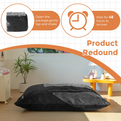 MAXYOYO 3 in 1 Kids Bean Bag Chair Bed, Faux Fur Child Floor Sofa for Gaming, Reading (Black)