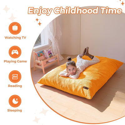 MAXYOYO 3-in-1 Kids Convertible Bean Bag Chair & Bed, Child Floor Sofa for Gaming, Reading, Orange