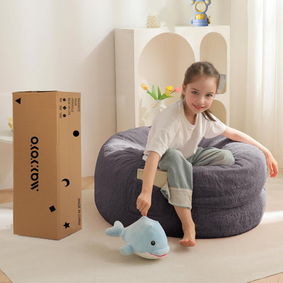 MAXYOYO Bean Bag Chair Bed for Kids, Convertible Bean Bag Folds from Lazy Chair to Floor Mattress Bed, Gark Grey