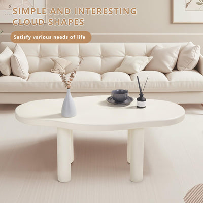 MAXYOYO Cloud Coffee Table - Cute Coffee Table - Irregular Shape Coffee Table with 4 Legs, White