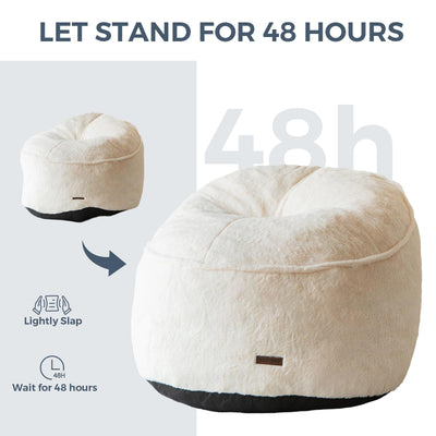 MAXYOYO Bean Bag Chairs for Adult, Giant Bean Bag Round Fluffy Couch for Living Room, Beige
