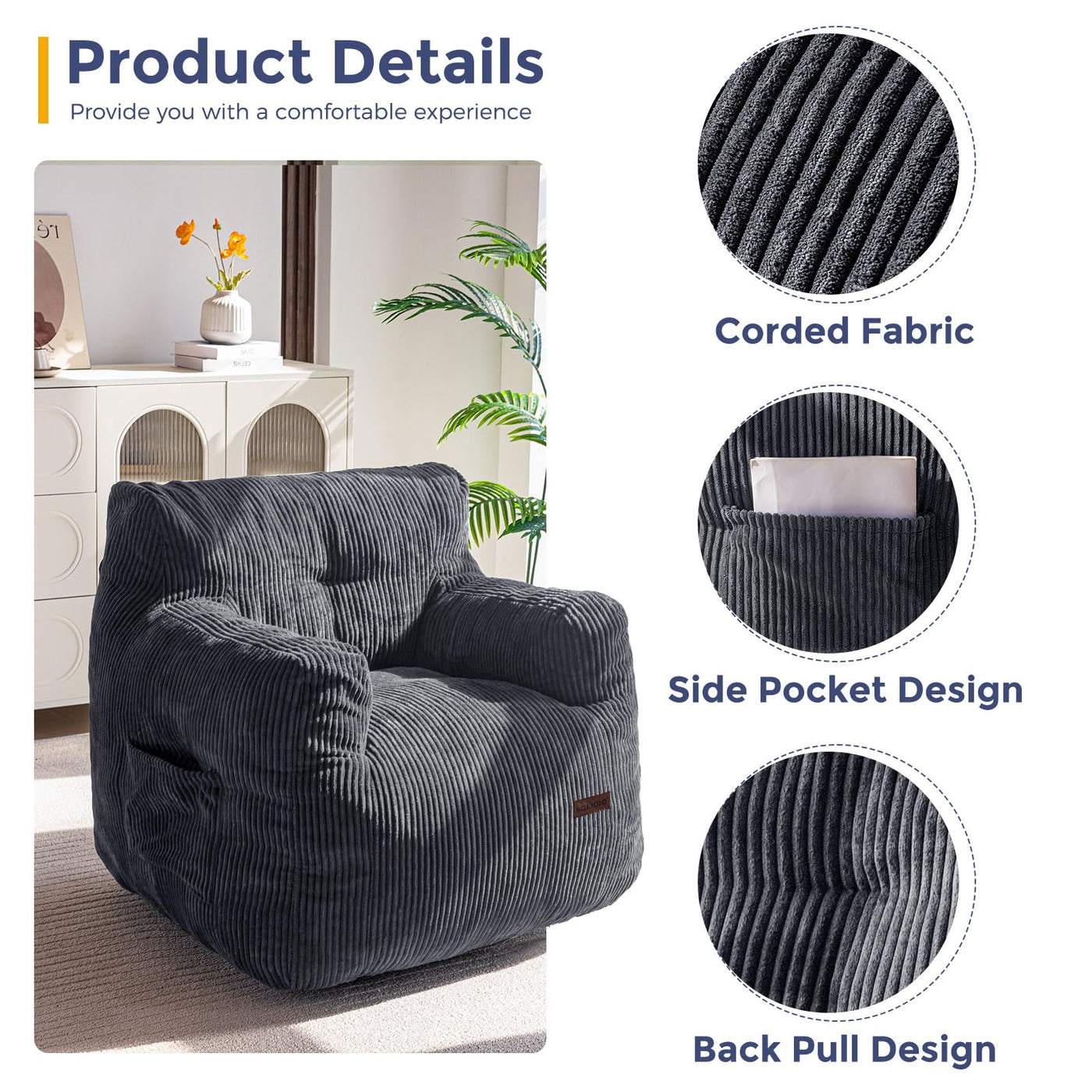 bean bag chair#color_dark-grey