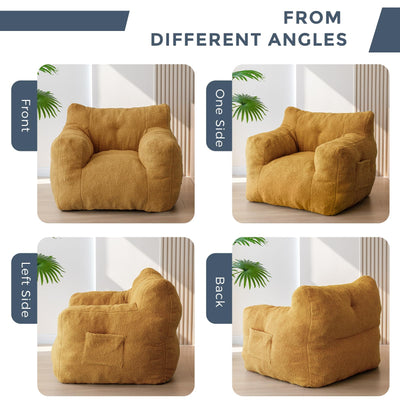 MAXYOYO Sherpa Bean Bag Chair, Boucle Tufted Bean Bag Couch, Living Room Bean Bag Lazy Sofa for Adults Kids, Yellow